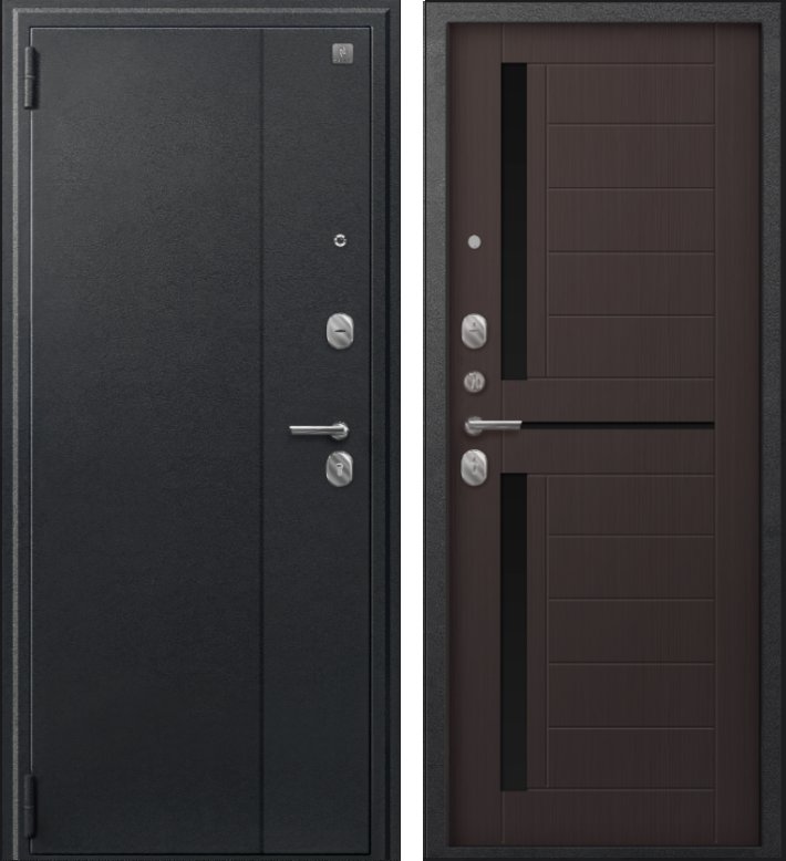 Дверь A-01 черный сатин - лиственница тёмная DIS007327