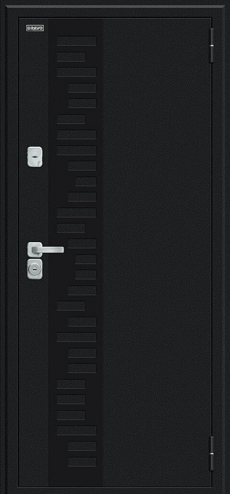 Дверь Thermo Техно Д2/BChrome Букле черное/Wenge Melinga BR6214