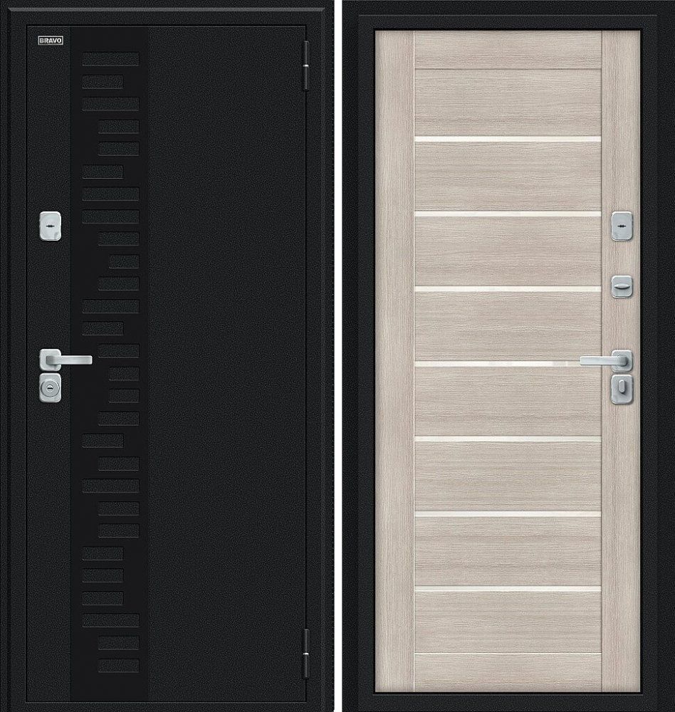 Дверь Браво Thermo Техно Декор-2 Букле черное/Cappuccino Veralinga DIS006771